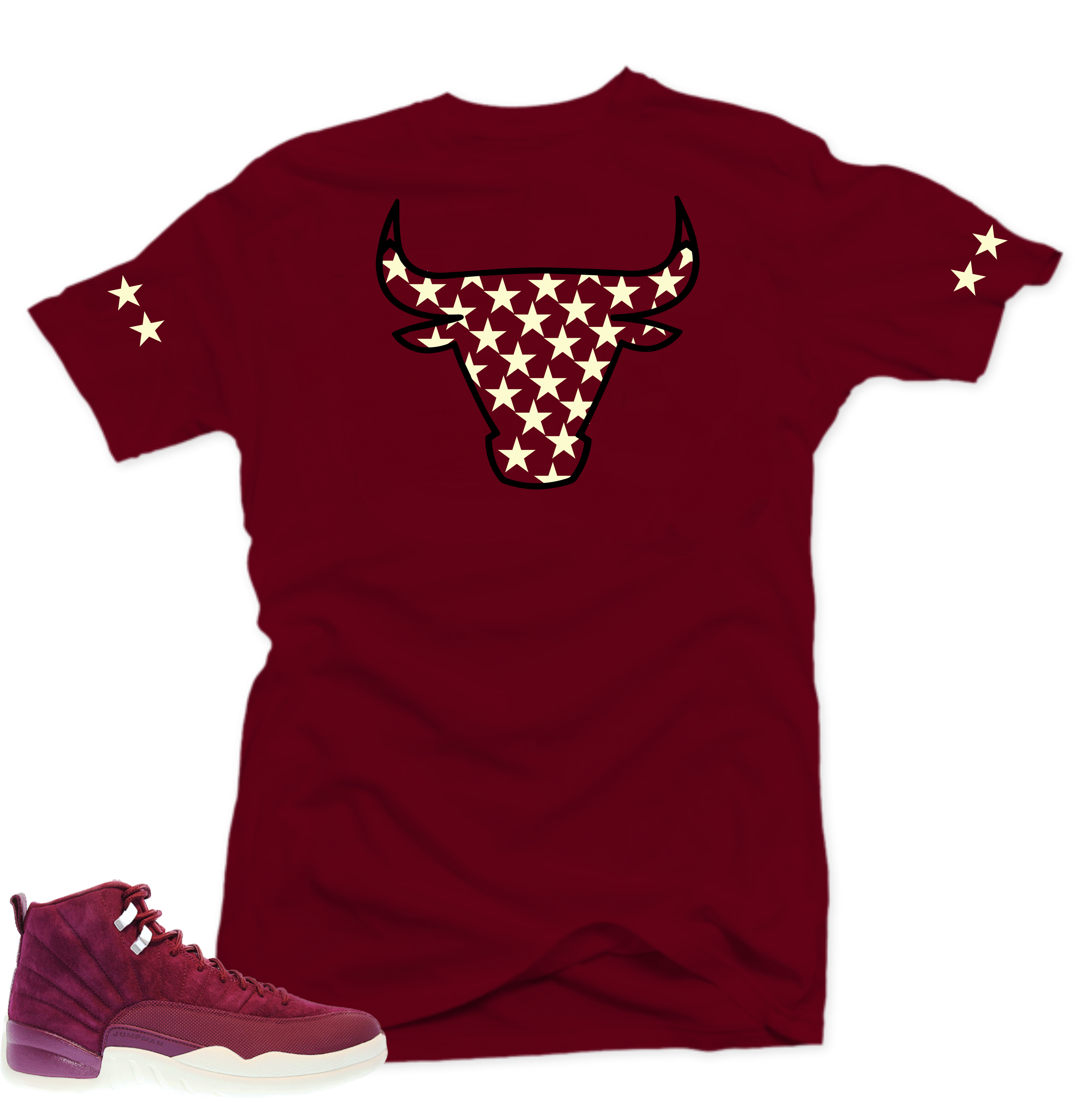 Match Air Jordan Retro 12 Bordeaux Sneakers. Bull XII Maroon Tee Snelos Sneaker Lover Store
